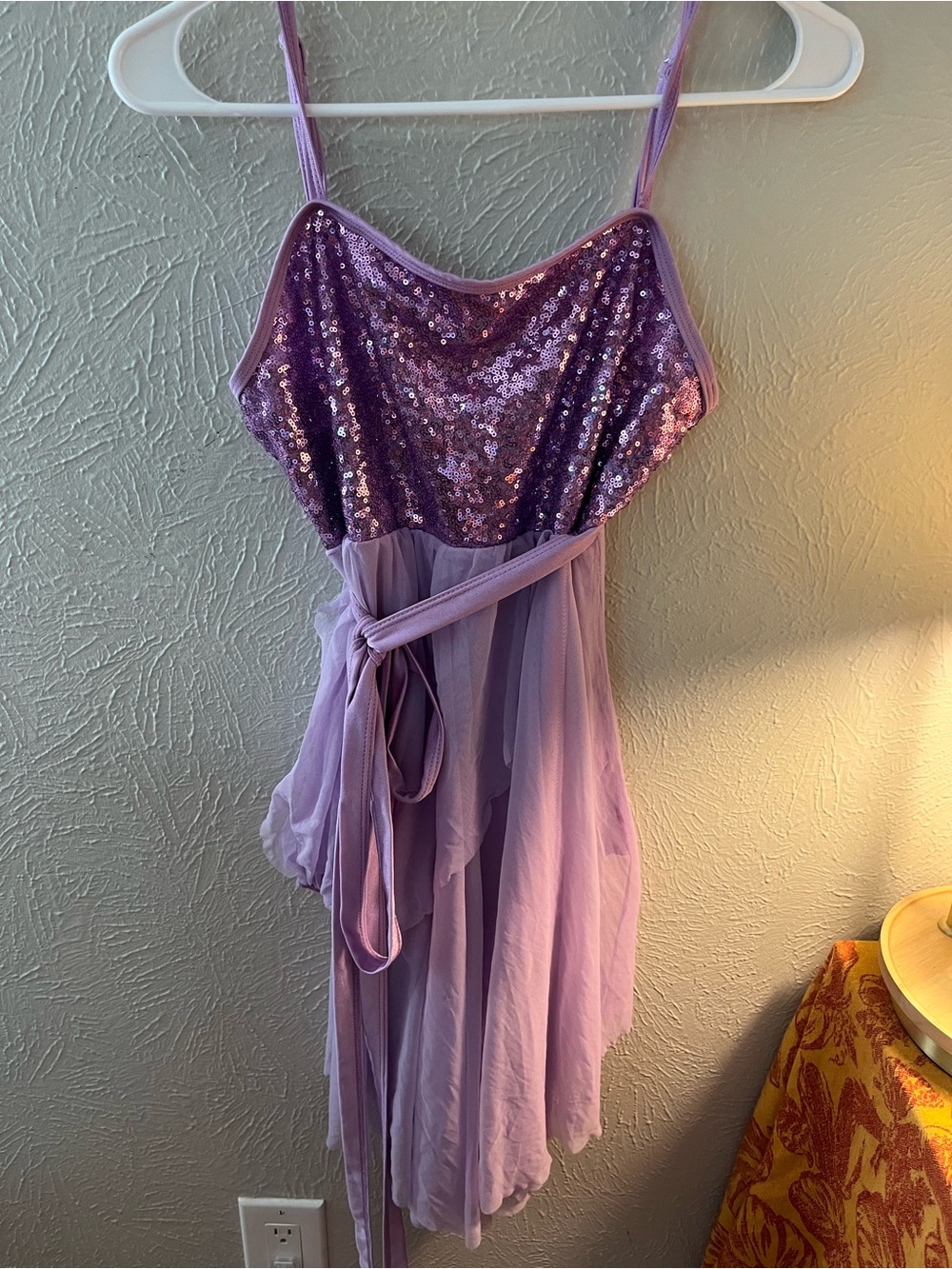 Lavender Sequin Spaghetti fairy dance costume dress with bodice adult Medium